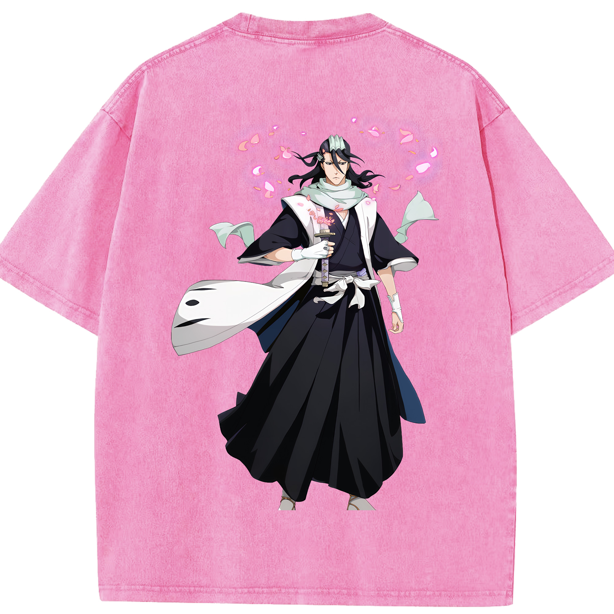（画像用） ブリーチ くちき びゃくや BLEACH Kuchiki Byakuya 綿100% ヴィンテージ風 半袖Tシャツ（背面プリント）
